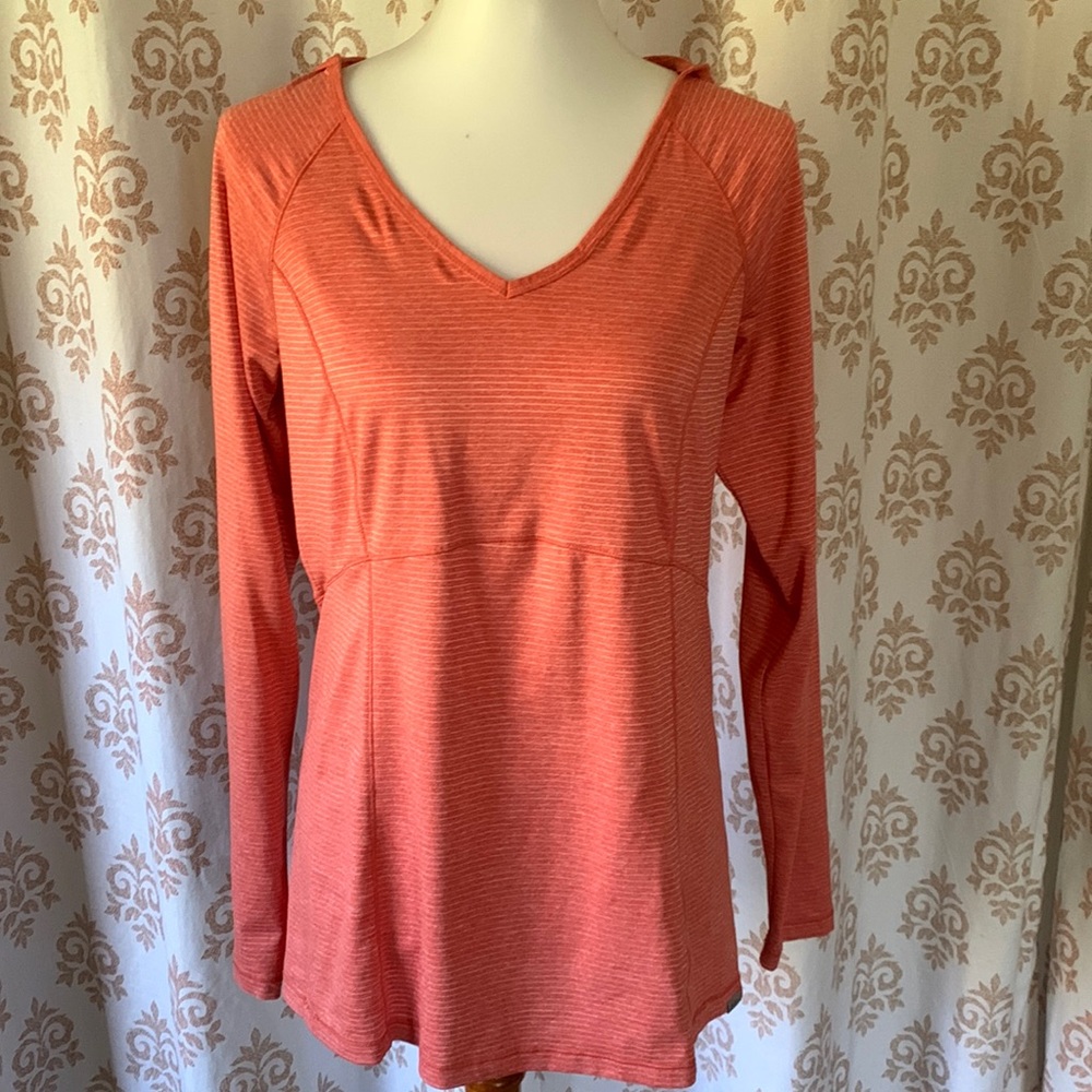 Eddie Bauer lightweight Vneck striped hoodie M